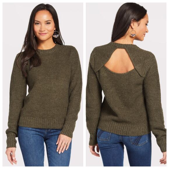 Sanctuary Open Back Ribbed Green Pullover Sweater Size Small - Picture 1 of 12